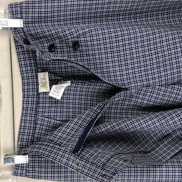 Toby Vintage Blue Multicolored Plaid High Waist Zipper Button Front Skort - Picture 6 of 12